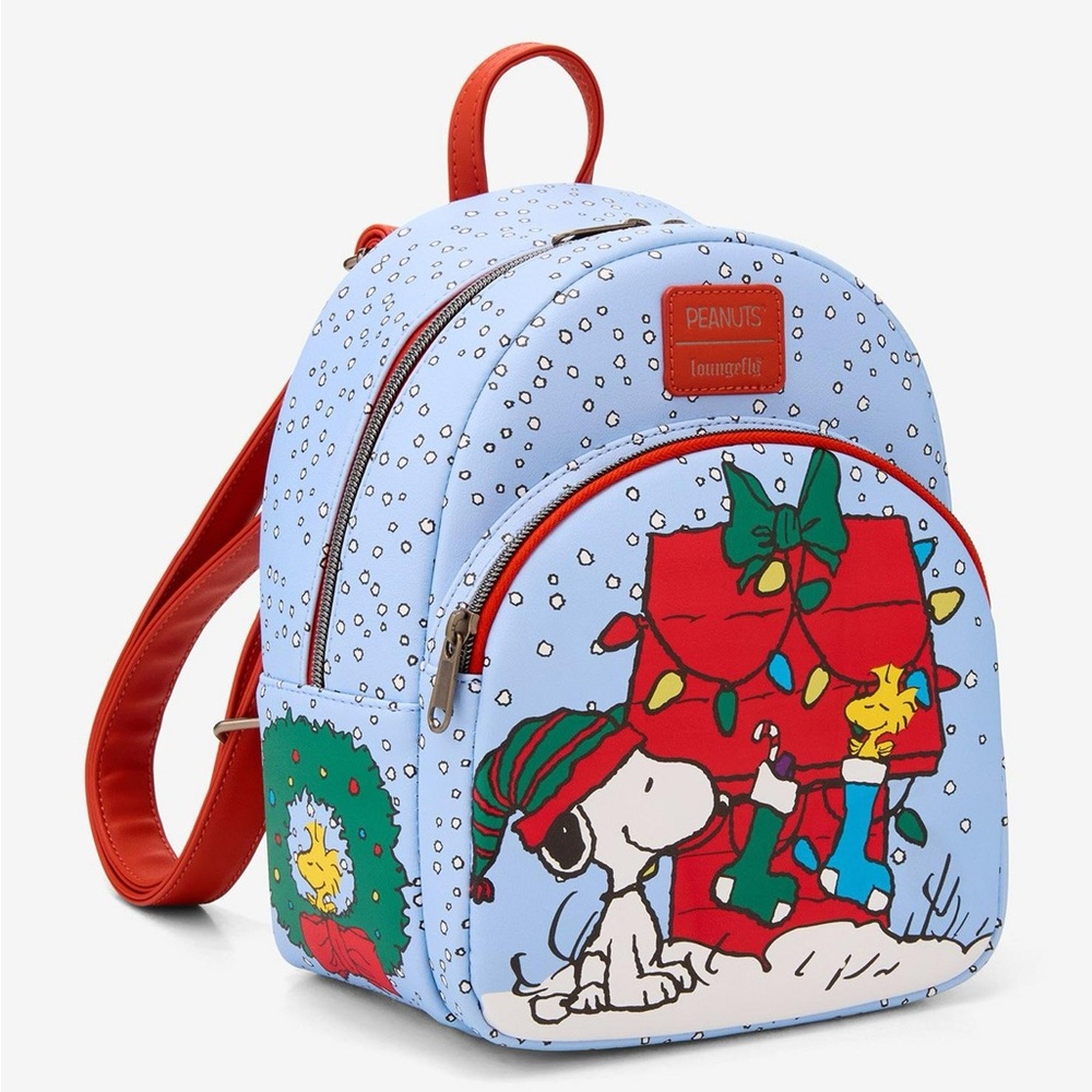 NWT Loungefly Peanuts Snoopy Woodstock Snow Mini Backpack - Picture 2 of 3